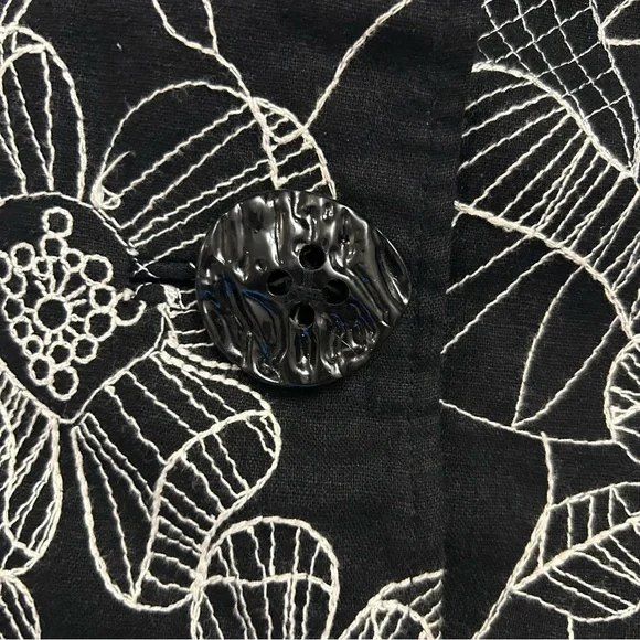 An Ren New York Women’s Linen Blazer Jacket Embroidered  Button Size Small - Picture 11 of 12